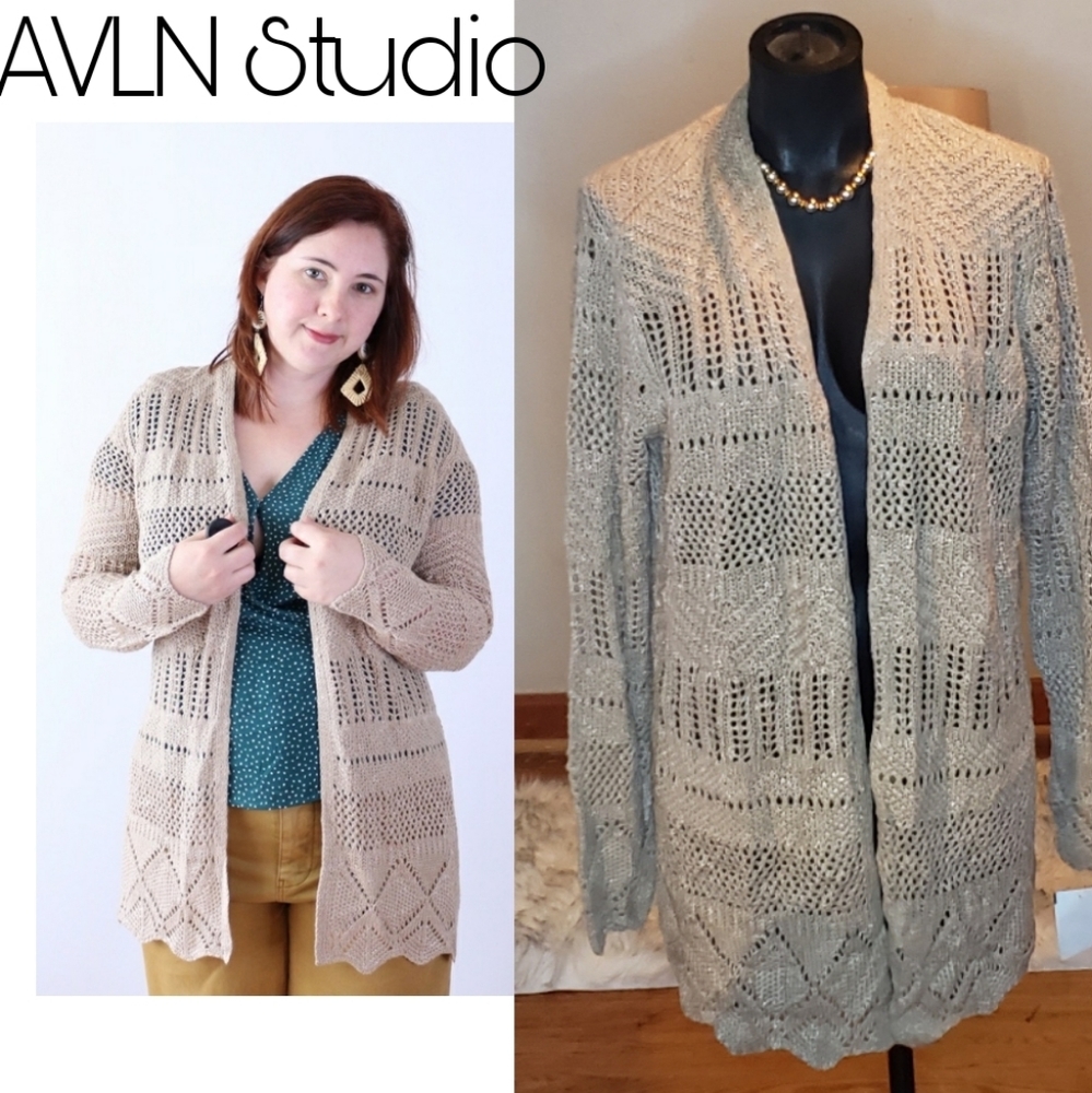 AVLN tan cardigan sweater.   Sz L